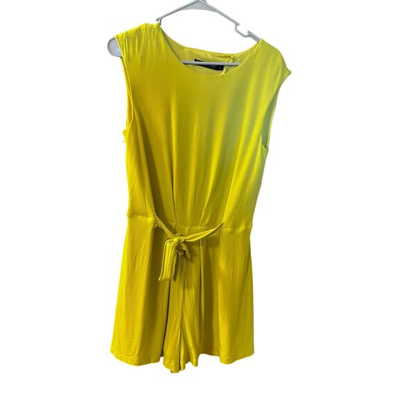 Zara Basic Women's Mustard Yellow Crew Neck Sleeveless Playsuit Romper Size S - Picture 1 of 10